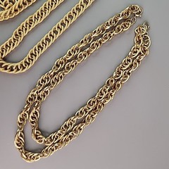 Vintage Chain Necklace Lot of 2 Curb Link Rope Gold Tone