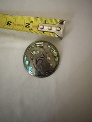 VINTAGE STERLING MEXICO ABALONE PENDANT BROOCH PIN 925 SILVER