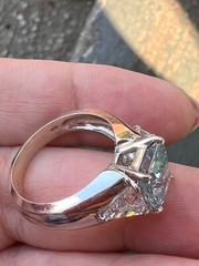 VINTAGE 14K WHITE GOLD AQUAMARINE RING ENGAGEMENT ANNIVERSARY HEAVY CHUNKY