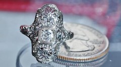 18k white gold ring 0.25ct diamond sz 4 handmade 1920’s antique 2.7g N2737C