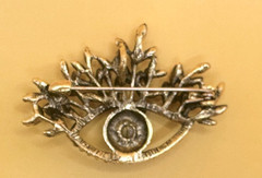 Gold Tone & Blue Rhinestones Eye Brooch Contemporary