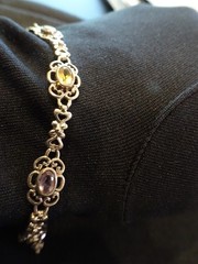#656–VINTAGE STERLING SILVER HAN-925-BRACELET–6-STONES