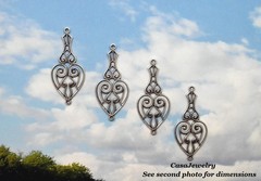 #0519 ANT’D .925 STERLING SILVER PLATED PENDANT/ER W/TOP & BOTTOM RINGS – 4 Pcs