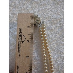 Vintage Sarah Coventry Faux Pearl Necklace Double Strand Rhinestone Clasp