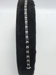 Vintage Black Onyx & Cubic Zirconia Stunning SIlver tone Tennis Bracelet sz 7″