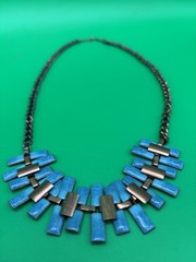 Vintage Estate MCM High End Enameled Copper 23.5” Modernist Statement Necklace