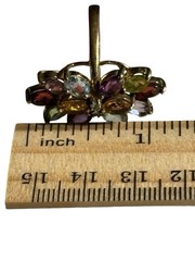 Multi Gemstone Ring Sterling Silver 925 Gold Vermeil Size 6.25 Statement Vintage