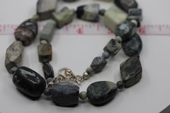 Heavy Large Beaded Necklace Sterling Silver