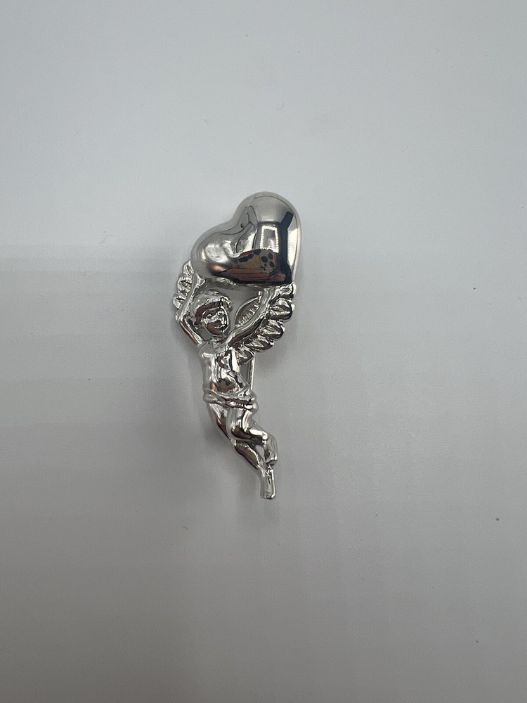 Vintage Monet Valentine’s Day Silver Cupid Cherub Heart Pin