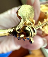Vintage MCM Judy Lee Long Stem Open Rose Gold Tone Brooch Pin Flower Floral Rose
