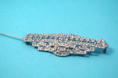 Art Deco Beauty Pot Metal Domed Pave Brooch/Pin 2.9″
