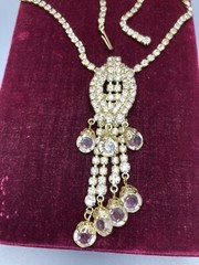 Rhinestone Necklace Crystal Waterfall VTG Beaded Statement 1960s 15.5in Stunning