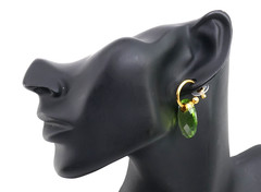 JOAN RiVERS 5 COLOR INTERCHANGEABLE FACETED LUCiTE GOLD HOOP PiERCED EARRiNGS