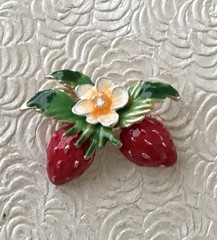 Vintage Style Strawberry Brooch Enamel On Metal