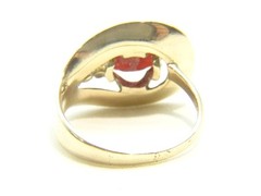 Vintage Unique MCM Tasco 14 K Gold 2 ct Oval Garnet Sz 6.5 Modernist Ring