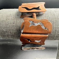 Vintage Brutalist Copper Panel Link Bracelet Abstract Cutout Mid-Century Modern