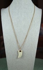 Unsigned Vintage Avon Adventure Pendant Neck Chain Necklace Faux Ivory Tooth