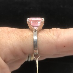 Vintage ESPO Sterling Silver Large Pink Cubic Zirconia Ring varied sizes