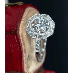 2.10Ct Art Deco Style Lab Created Diamond Anniversary 14K White Gold Finish Ring