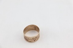 Victorian 10K rose gold BAND ring Wide Leaf Leaves Flowers Vines 3.1 g sz 7