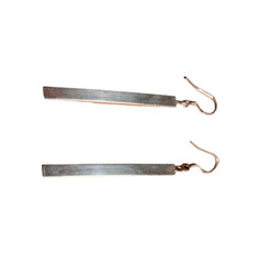 Vintage 1990s 2000s Y2K Sterling Silver Dangle Bar Earrings Retro Minimalist