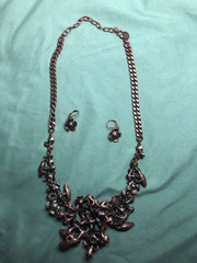 Joan Rivers XXV Classics Collection Necklace Earring Set Enamel Rhinestones