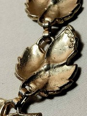 Vintage Green & Gold Enamel Metal Leaf Necklace
