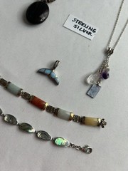 Vintage Sterling Silver Jewelry Lot 8pcs Necklaces Rings Bracelets