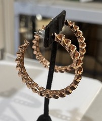 Vintage Signed Graziano Chainlink Post Earrings Rose? Gold Tone Large 2”