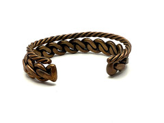 Vintage Braided Copper Bracelet Cuffs Set of 2 Stackable Adjustable