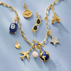 Lapis and .60 Carat Swiss Blue Topaz Charm in 18kt Gold Over Sterling