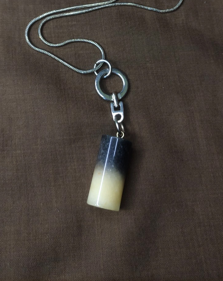 Onyx Pendant On Chain Exquisite Vintage Jewelry Natural Stone Handmade