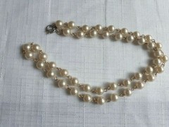 3 Vintage White Faux Pearl Necklaces 34- 23- & 19 Inches – As Pictured – VM171