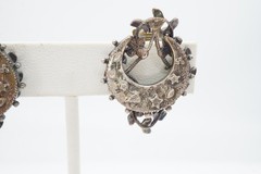 Vintage Clip On Earrings Silver Tone Etruscan