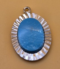 Vintage Walter C Hayward Sterling Silver Oval Sunburst Turquoise Pendant 1 1/8″