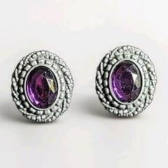 Vintage M Jent Purple Faceted Post Pierced Earrings