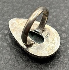 Vintage Silver Ruby Zoisite Ring Teardrop Beaded Bezel Statement Boho Size 8.25
