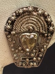 Antique 800 Silver EARRINGS Russian Hand Made Heart Shape Citrines 84P Rope/Bead