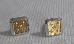 MIXED METAL GOLD AND SILVER TONE WITH FLEUR DE LIS CUFFLINKS SIGNED HICKOK USA