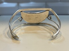 Vintage Mexico Alpaca Silver Cuff Bracelet Abalone She’ll Inlay