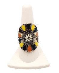 Southwestern Style Native Design Flower Blossom Vintage Silver Tone Ring 8.5