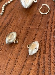 Vintage Lot 1940’s Gold Tone Metal Brass Football 1/2” & 7/8” Charm Fob Pendants