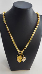 Vintage Joan Rivers Gold Tone Belcher Chain Heart Charm Necklace 32 in