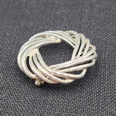 Vintage Open Work Swirl Wreath Brooch Silver Plated 1.75 in