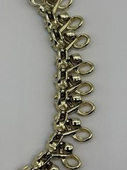 Vintage Mid Century Necklace Ribbon Link Design Gold Tone AB Rhinestone Unsigned