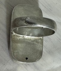 Vintage Blue & White Porcelain Shard Sterling Silver Ring 12.4 Grams Size 8