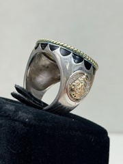 Vintage Buffalo Nickel Style Statement Ring Silver Tone Sz 11
