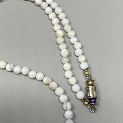 Dainty Stone Necklace White Opaque Gemstone Mini Bead 4.2mm Collar Chakra 19″