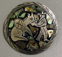 Vintage .925 Silver Platade Jal Guad Mex MRM Man With Donkey Pendant/Brooch
