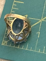 CARL F. BUCHERER 18K YELLOW GOLD BLUE TOPAZ LARGE COCKTAIL ESTATE RING SZ. 5.25